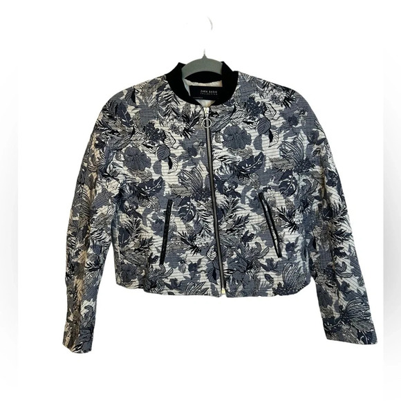 Zara Floral Embroidered Zip Front Jacket - Picture 1 of 6